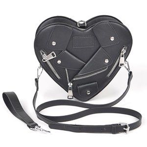 BNWT Brand New Heart Shape Biker Jacket Crossbody Clutch Bag